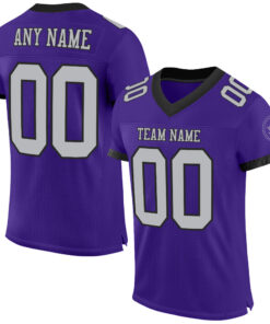 Custom Purple Gray-Black Mesh Authentic Football Jersey