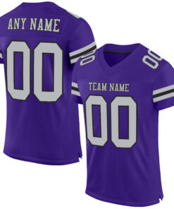 Custom Purple Gray-Black Mesh Authentic Football Jersey