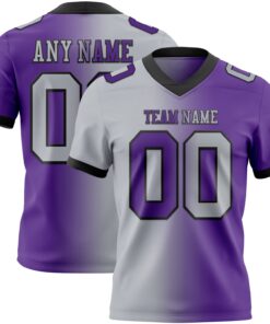 Custom Purple Gray-Black Mesh Authentic Gradient Fashion Football Jersey