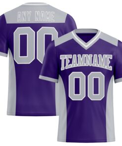 Custom Purple Gray-White Mesh Authentic Football Jersey