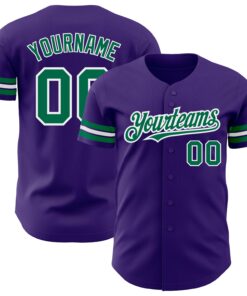Custom Purple Kelly Green-White Authentic Baseball Jersey