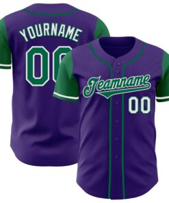 Custom Purple Kelly Green-White Authentic Two Tone Baseball Jersey