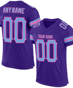 Custom Purple Light Blue-Pink Mesh Authentic Football Jersey