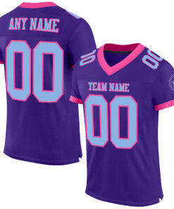 Custom Purple Light Blue-Pink Mesh Authentic Football Jersey