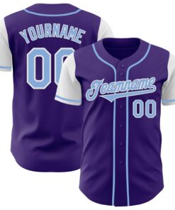 Custom Purple Light Blue-White Authentic Two Tone Baseball Jersey