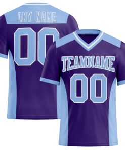 Custom Purple Light Blue-White Mesh Authentic Football Jersey