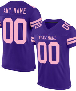 Custom Purple Light Pink Mesh Authentic Football Jersey