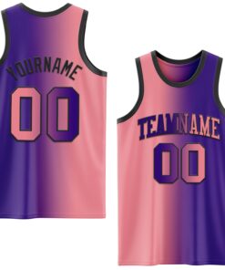 Custom Purple Medium Pink-Black Authentic Gradient Fashion Basketball Jersey