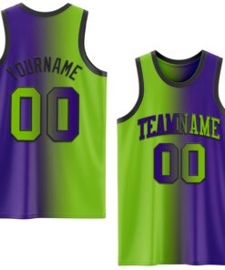 Custom Purple Neon Green-Black Authentic Gradient Fashion Basketball Jersey