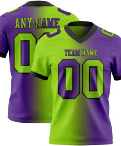 Custom Purple Neon Green-Black Mesh Authentic Gradient Fashion Football Jersey