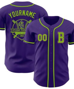 Custom Purple Neon Green-Old Gold Authentic Baseball Jersey