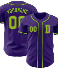 Custom Purple Neon Green-Old Gold Authentic Baseball Jersey