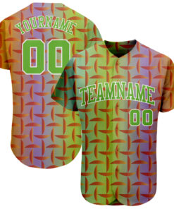 Custom Purple Neon Green-White 3D Pattern Design Authentic Baseball Jersey