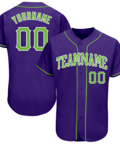 Custom Purple Neon Green-White Authentic Baseball Jersey