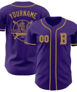 Custom Purple Old Gold Authentic Baseball Jersey