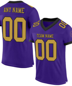 Custom Purple Old Gold-Black Mesh Authentic Football Jersey