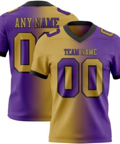 Custom Purple Old Gold-Black Mesh Authentic Gradient Fashion Football Jersey