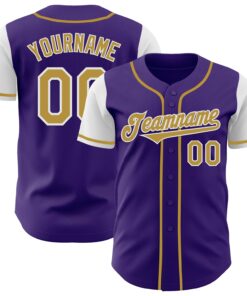 Custom Purple Old Gold-White Authentic Two Tone Baseball Jersey