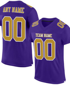 Custom Purple Old Gold-White Mesh Authentic Football Jersey
