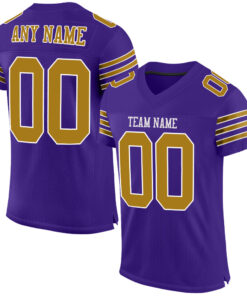 Custom Purple Old Gold-White Mesh Authentic Football Jersey