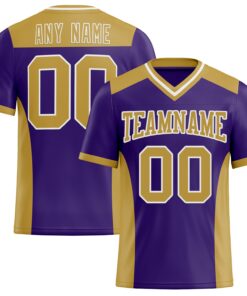 Custom Purple Old Gold-White Mesh Authentic Football Jersey