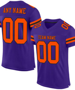 Custom Purple Orange-Black Mesh Authentic Football Jersey