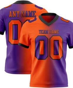 Custom Purple Orange-Black Mesh Authentic Gradient Fashion Football Jersey