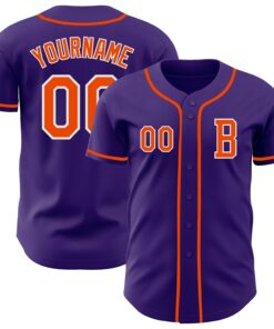 Custom Purple Orange-White Authentic Baseball Jersey