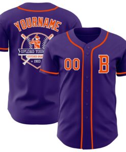 Custom Purple Orange-White Authentic Baseball Jersey