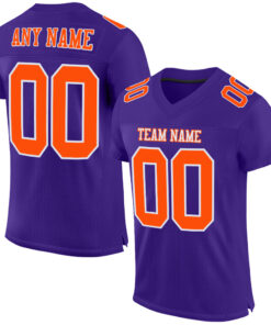 Custom Purple Orange-White Mesh Authentic Football Jersey
