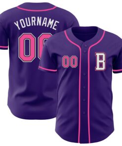 Custom Purple Pink-Black Authentic Baseball Jersey
