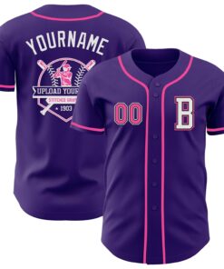 Custom Purple Pink-Black Authentic Baseball Jersey