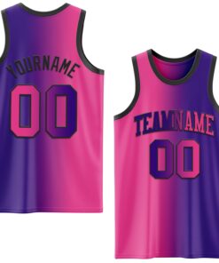 Custom Purple Pink-Black Authentic Gradient Fashion Basketball Jersey