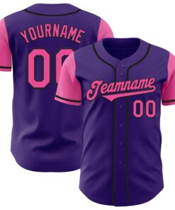 Custom Purple Pink-Black Authentic Two Tone Baseball Jersey