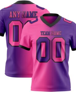 Custom Purple Pink-Black Mesh Authentic Gradient Fashion Football Jersey
