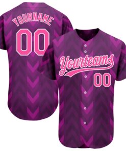 Custom Purple Pink-White 3D Pattern Design Authentic Baseball Jersey