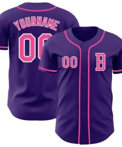 Custom Purple Pink-White Authentic Baseball Jersey