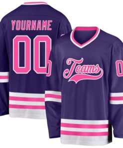 Custom Purple Pink-White Hockey Jersey