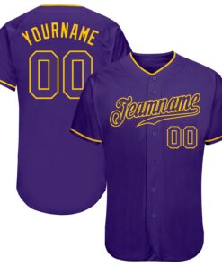Custom Purple Purple-Gold Authentic Baseball Jersey