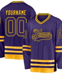 Custom Purple Purple-Gold Hockey Jersey