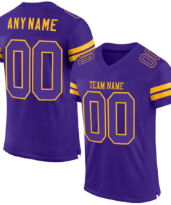 Custom Purple Purple-Gold Mesh Authentic Football Jersey