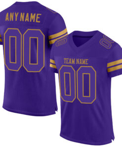 Custom Purple Purple-Old Gold Mesh Authentic Football Jersey