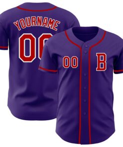Custom Purple Red-White Authentic Baseball Jersey