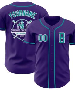 Custom Purple Teal-White Authentic Baseball Jersey