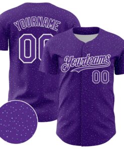 Custom Purple White 3D Pattern Design Dots Authentic Baseball Jersey