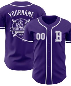 Custom Purple White Authentic Baseball Jersey