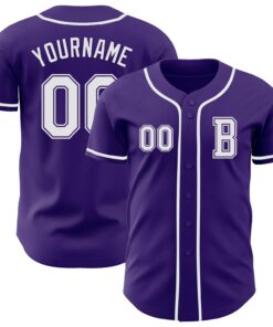 Custom Purple White Authentic Baseball Jersey