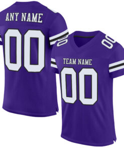 Custom Purple White-Black Mesh Authentic Football Jersey