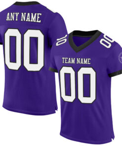 Custom Purple White-Black Mesh Authentic Football Jersey