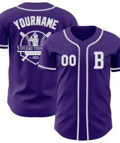 Custom Purple White-Gray Authentic Baseball Jersey